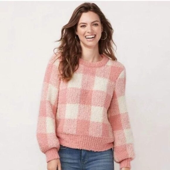 pink gingham sweater